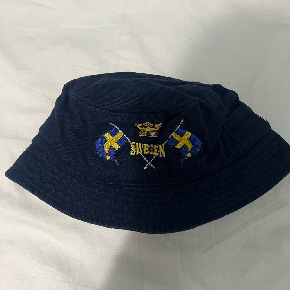 Navy Blue Sweden Embroidered Bucket Hat